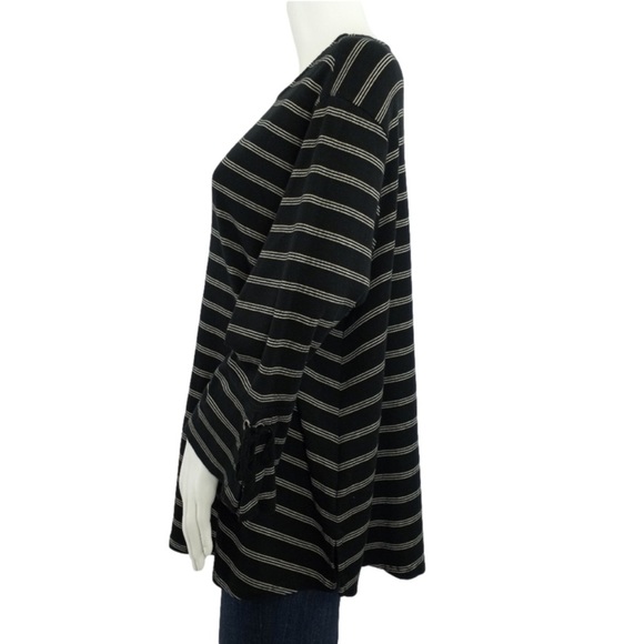 J Jill Pima Tie Sleeve Tee -striped top. Size 1X - Picture 3 of 10